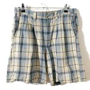 Formula 4.0 Pleated Front Plaid Shorts Men’s Size 34 Front and Back Pockets 🔵⚪️